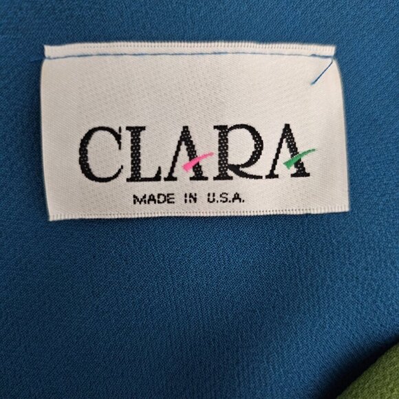 Clara Ombra V Neck Sleeveless Vintage Beaded Burst Floral Asymmetrical Dress - Picture 2 of 7